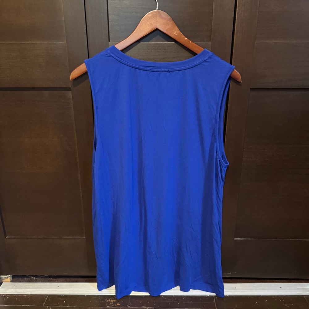 Zaprada Womens Royal Blue Sleeveless V-Neck Tunic Top 1X Good - Picture 3 of 4